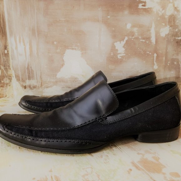 Kenneth Cole Reaction Black Loafers Leather/Canvas size 11 - Picture 2 of 12